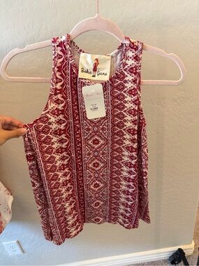 Boho Jane Women's Red Printed Tank Top